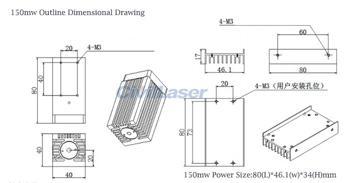 532nm 50mw-150mw TTL ModulationGreen Laser Module Dot
